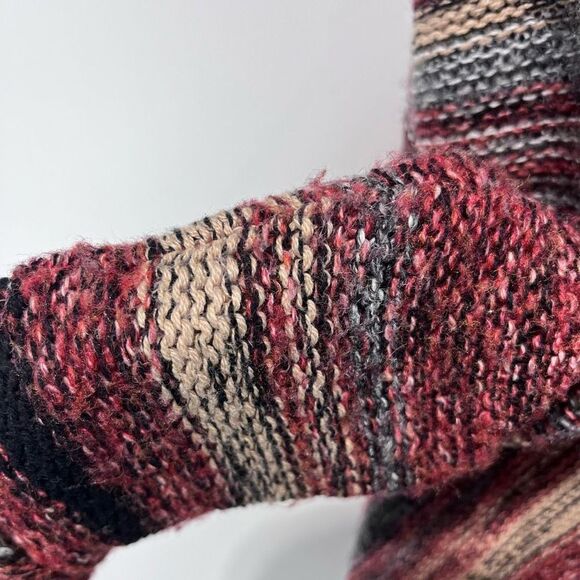 American Eagle Striped Waterfall Sweater Cardigan Size S Burgundy Pink Women’s - Picture 6 of 16